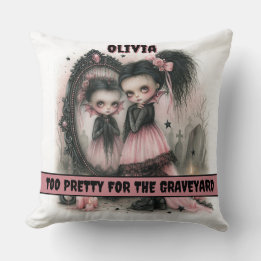 Pastell Goth Vampyr Spegel Konst Kuslig Kudde