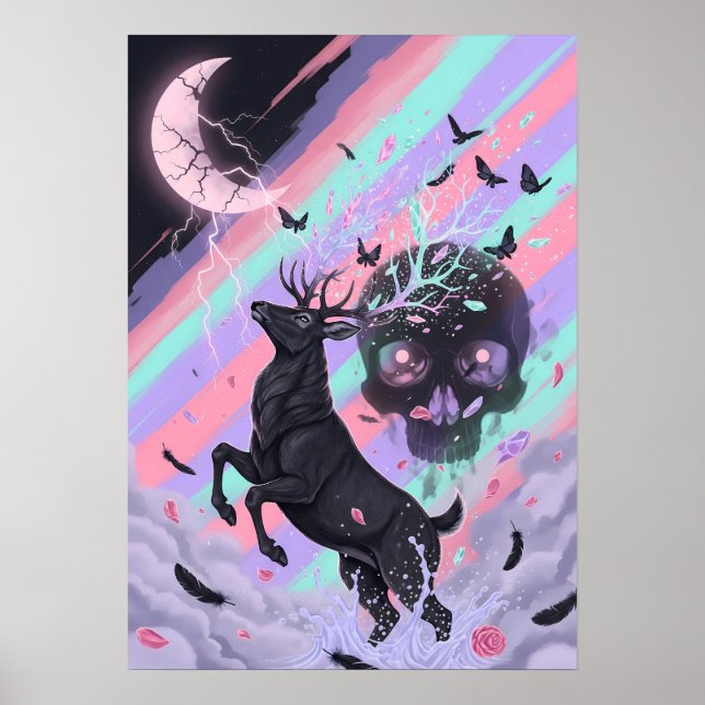 Pastell Gothisk Mystisk Djurandeande Poster (Framsidan)