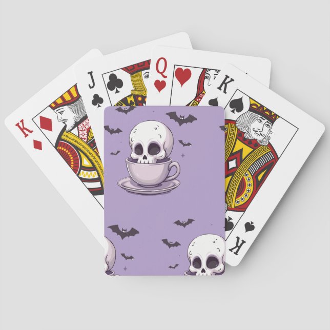 Pastell Gothiskt Kranium i Tekopp Casinokort (Baksidan)