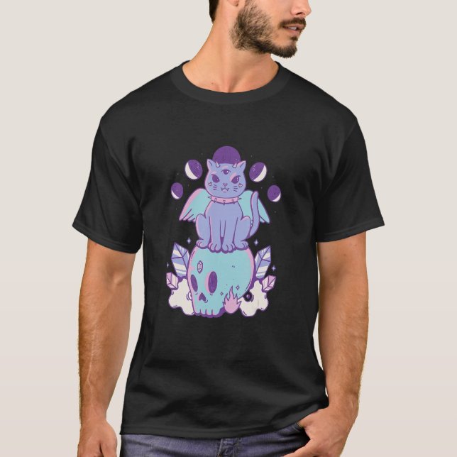 Pastell gotisk katt gotisk t shirt (Framsida)
