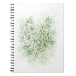 Pastell Grönska Botanisk Akvarellblad Anteckningsbok