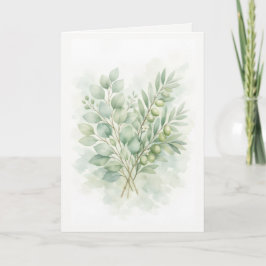 Pastell Grönska Botanisk Akvarellblad Kort