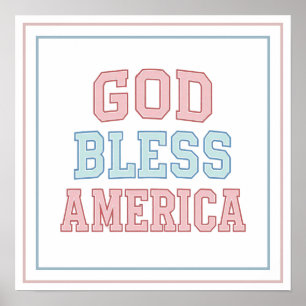 Pastell Gud välsigne Amerika Collegiate Fetstil Tr Poster