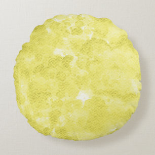 Pastell gul citron vattenfärg tvätt rund kudde