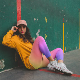 Pastell Gul Periwinkle Regnbåge Ombre Leggings