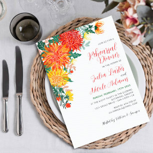 Pastell Gul Vår Dahlia Övningsmiddag Inbjudningar