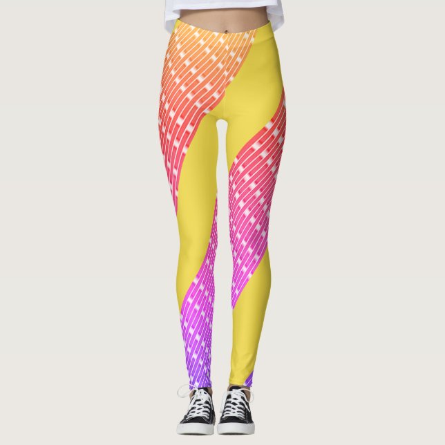 Pastell gula rosa leggings långa (Framsida)