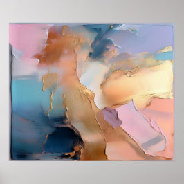 Pastell Guld Impasto Struktur Abstrakt Konst Poster