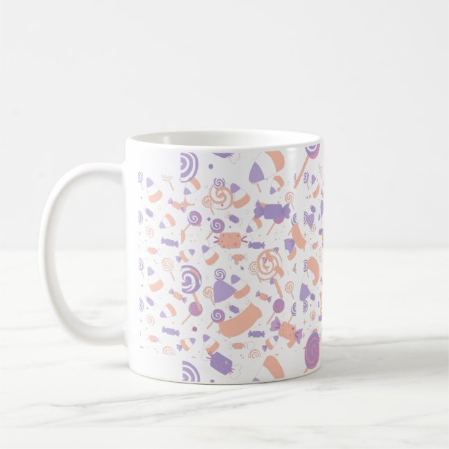 Pastell Halloween-godis Sött Mönster Kaffemugg (Vänster)