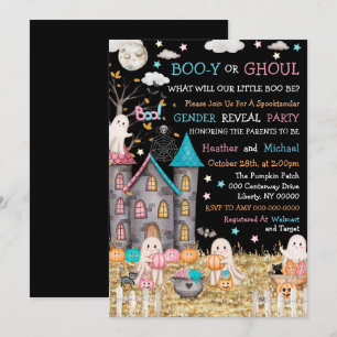 Pastell Halloween Könsbestämmande Bebisbad Inbjudningar