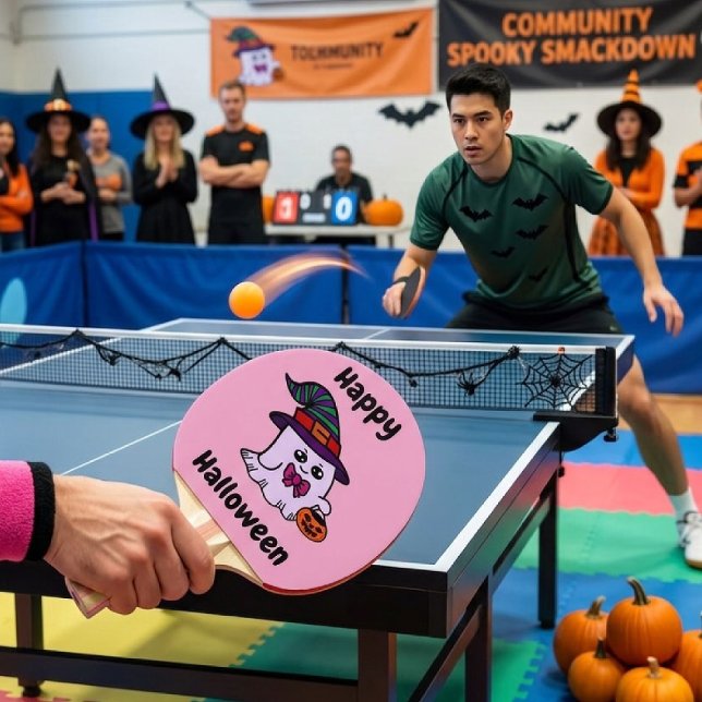 Pastell Halloween Söt Häxa Spöke Pingisracket (Skapare uppladdad)
