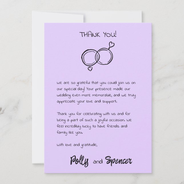 Pastell Handstil Tacksamt Kort Lavendel (Framsida)