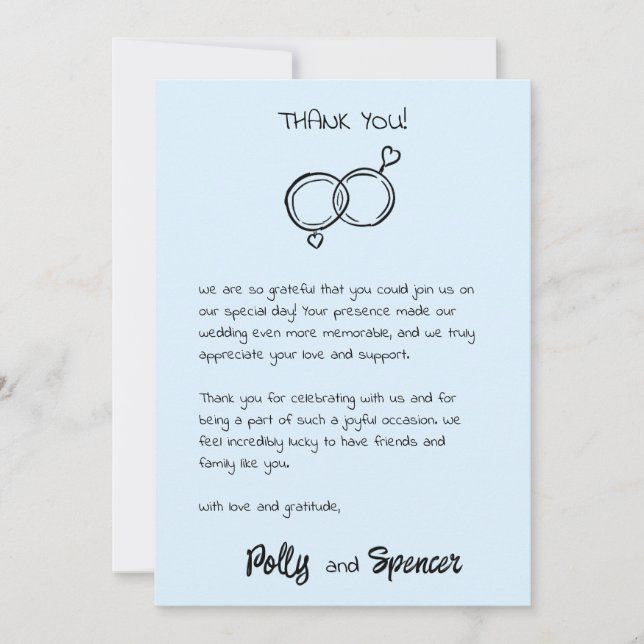 Pastell Handstil Tacksamt Kort Molnblå (Framsida)