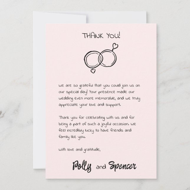 Pastell Handstils Tacksamhetskort Rödfärgad Inbjudningar (Framsida)