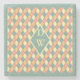 Pastell Harlekin-monogram geometrisk dryckesdekora Stenunderlägg