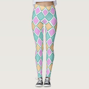 Pastell Harlekin Prism Diamantmönster Leggings