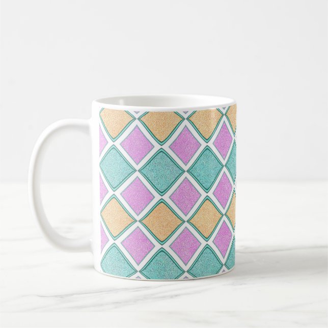 Pastell Harlequin Prism Diamantmönster Kaffemugg (Vänster)