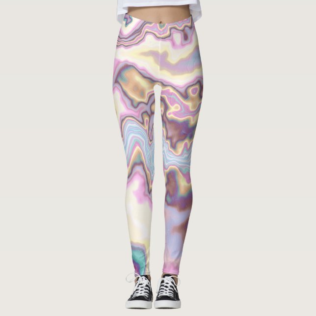 Pastell Harmoni Marmor Flöde Leggings (Framsida)
