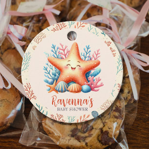Pastell Havsstjärna Anpassat Namn Baby Shower Gåvor Etiketter