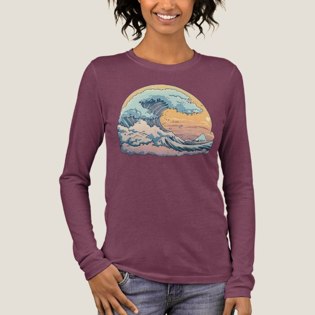 Pastell Havsvåg Grafisk T-Shirt (Framsida)