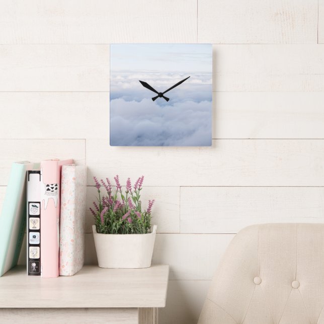 Pastell Himlen och Fluffiga Moln Dröm 1 Fyrkantig Klocka (Läsesal)