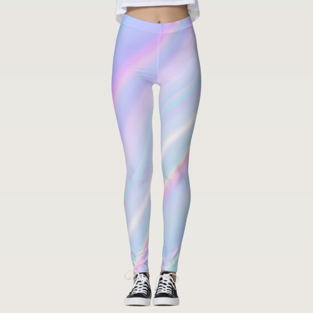Pastell Holografisk Gradient Iridescent Leggings (Framsida)