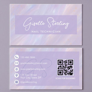 Pastell Holografisk Nageltekniker Professionell Visitkort