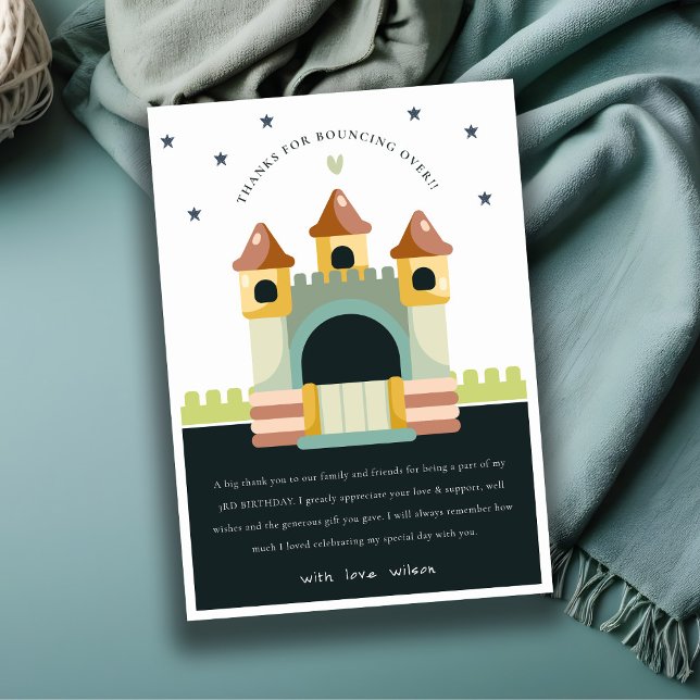 Pastell hoppborg Hopp & Lek Barnkalas Tack Kort (Skapare uppladdad)