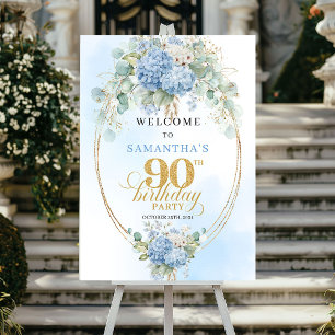 Pastell Hydrangea Eukalyptus 90-års välkomstskylt Poster