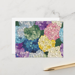 Pastell Hydrangeor Blommig Falskt Glasmosaik Utsee Vykort