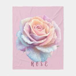 Pastell Iriserande Ros & Daggdroppar Romantisk Fleecefilt