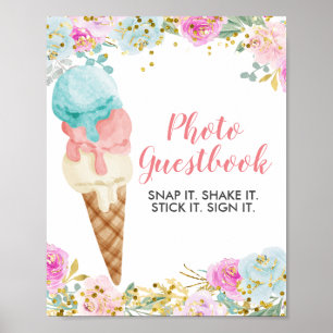 Pastell Isglass Blommig Akvarell Foto Gästbok Poster