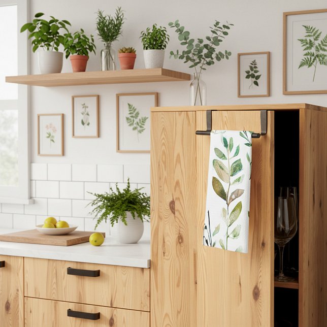 Pastell jordton löv kökshandduk (Skapare uppladdad)