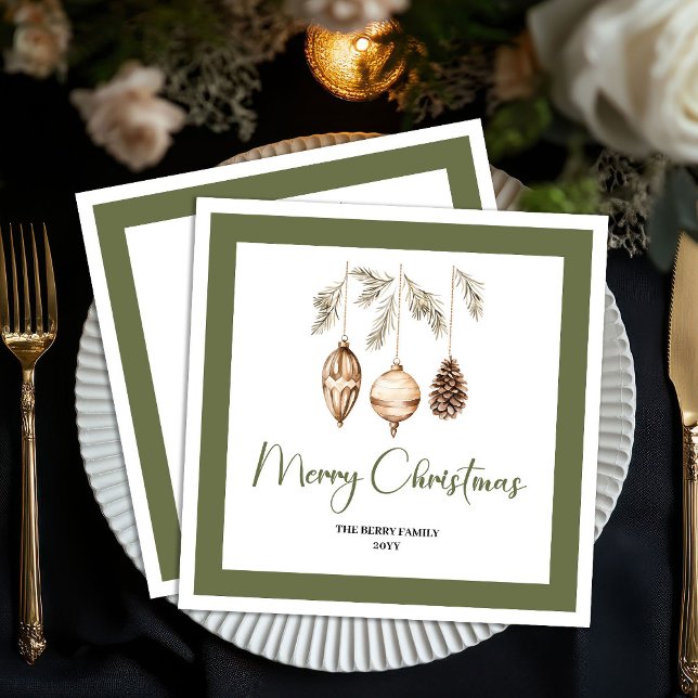 Pastell julgran Minimal familjenamn servetter (Pastel Christmas Tree Minimal Family Name Napkins)