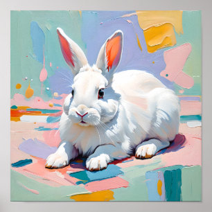 Pastell Kanin Bliss – Abstrakt Vit Kanin Poster