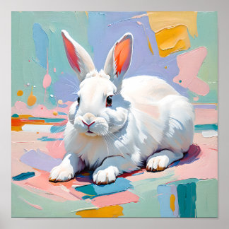 Pastell Kanin Bliss – Abstrakt Vit Kanin Poster