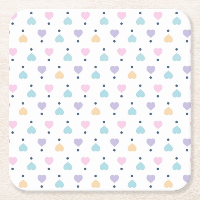 Pastell Kärlek Hjärtmönster Underlägg Papper Kvadrat (Framsidan)
