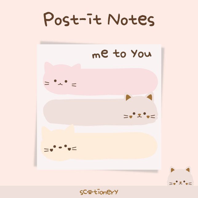 Pastell Kattr Papper Post-it Block (Skapare uppladdad)