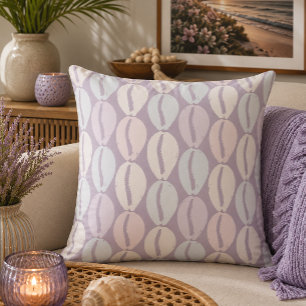Pastell Kaurisnäckskalsmönster Lavendel Mauve Kudde