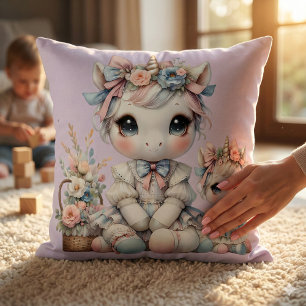 Pastell Kawaii Enhörning Mamma Dotter Duo Lavendel Kudde