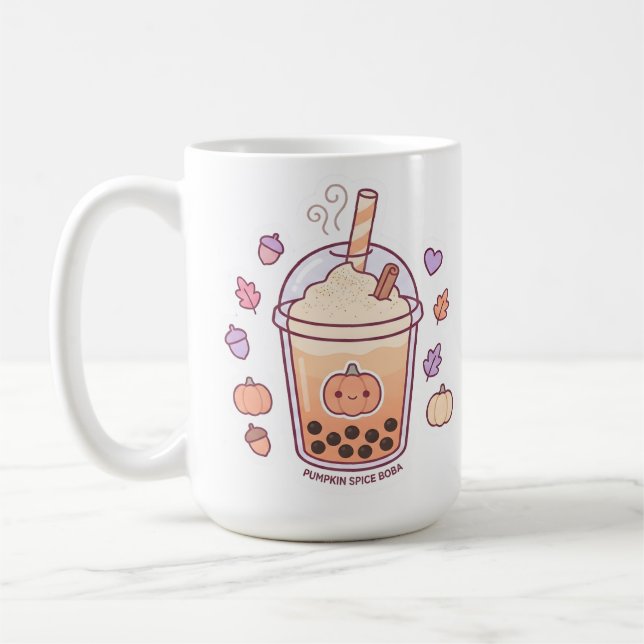 Pastell Kawaii Ghost Brew Söt Höstdekal Kaffemugg (Vänster)