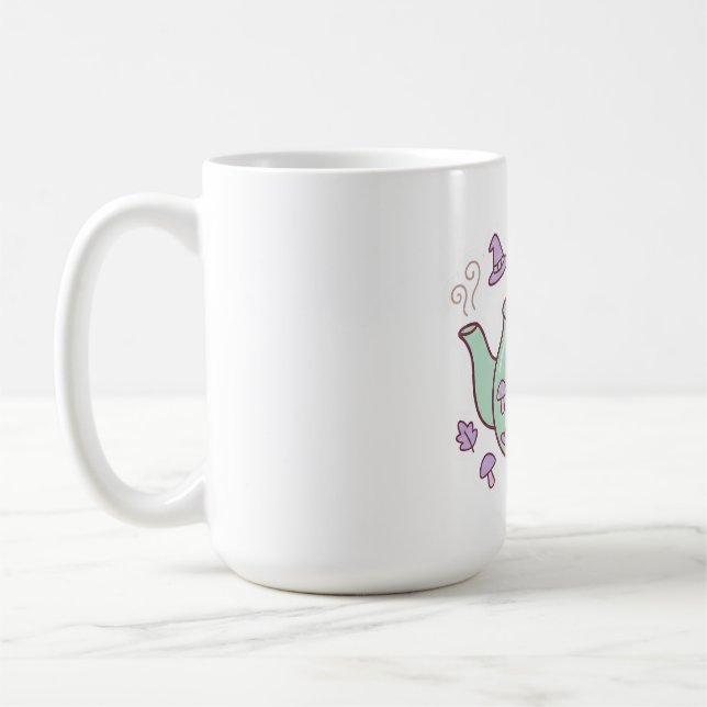 Pastell Kawaii Häxans Brygd Tekanna Kaffe Mugg (Vänster)