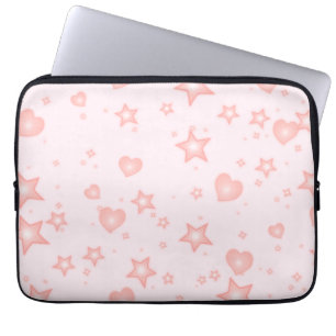 Pastell Kawaii Hjärtan & Stjärnor – Sött Rosa för Laptop Fodral