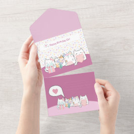Pastell Kawaii Kattmonster Greeting Cartoon Klotte