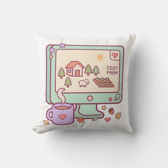 Pastell Kawaii Mysig Bondgård PC Spelare Kudde (Framsida)