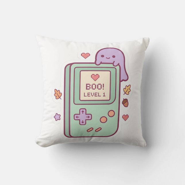 Pastell Kawaii Spök Gamer Konsol Kudd Kudde (Framsida)
