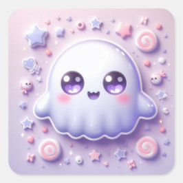 Pastell Kawaii Spök Hantverk Klistermärke Hallowee