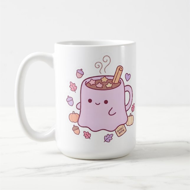 Pastell Kawaii Spökkaffe Mugg Mysig Höst (Vänster)