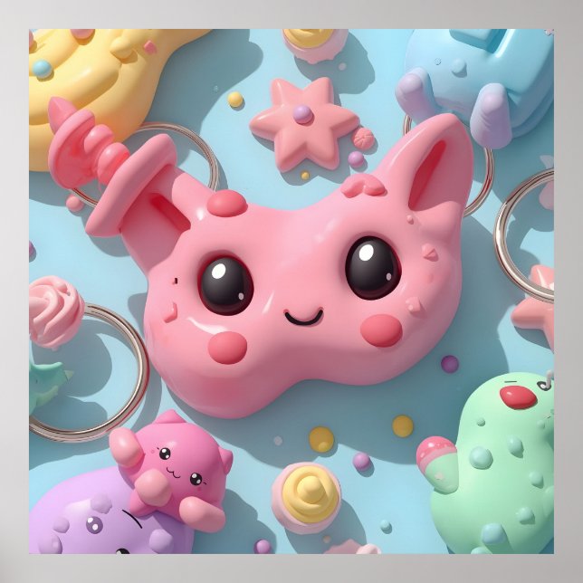 Pastell Kawaii Varelse Fantasykonst Poster (Framsidan)