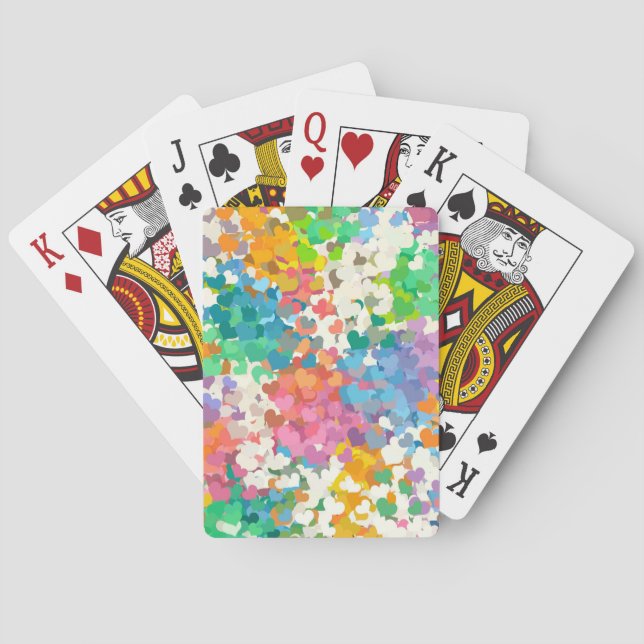 Pastell Konfetti Hjärtan Spel Kort (Baksidan)